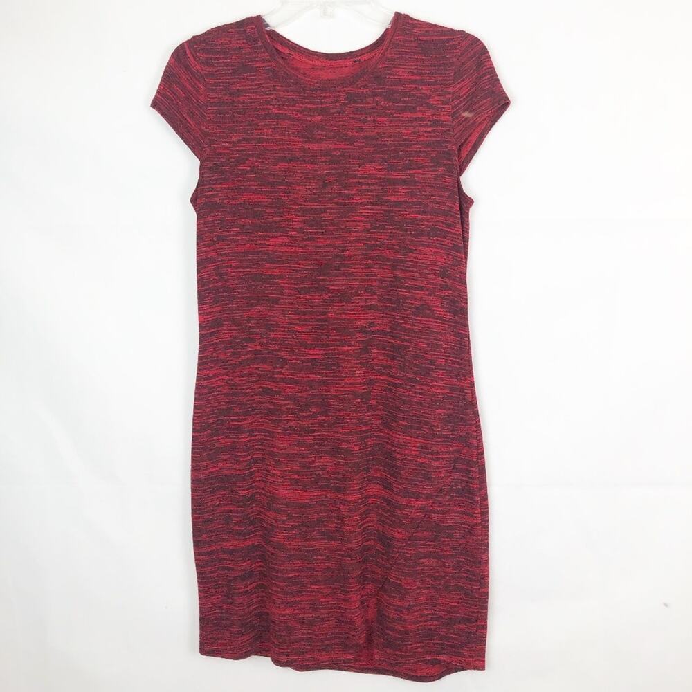 Kensie Space Dye Red Cap Sleeve T-Shirt Dress Size Small